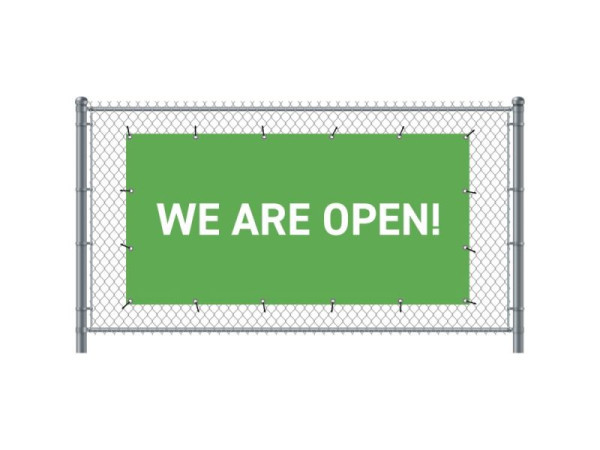 Showdown Displays Zaun-Banner 200 x 100 cm Geöffnet Englisch Grün, FBG200-100-I681