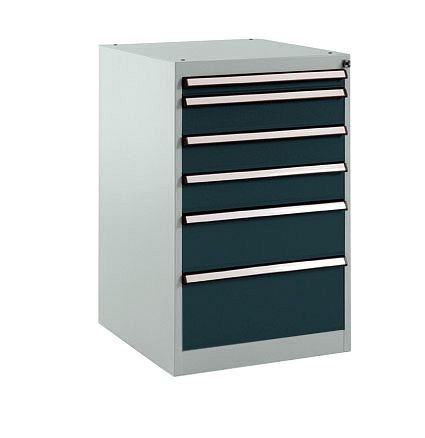 Manuflex Schubfachschrank BASETEC Stationär, Nutzhöhe 700 mm mit 6 Schubfächern, in anthrazit RAL 7016, SP1107.7016