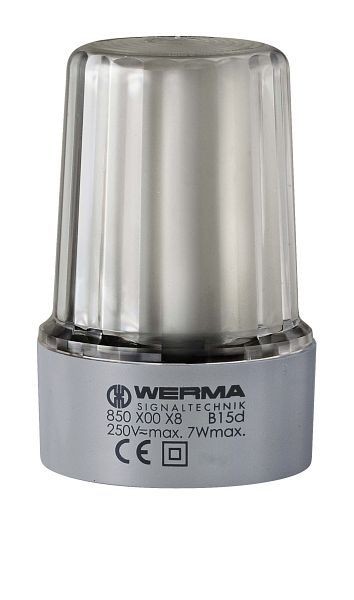 WERMA Dauerleuchte Bodenmontage 12-230VAC/DC CL Gehäusefarbe grau- klar, 850.400.38