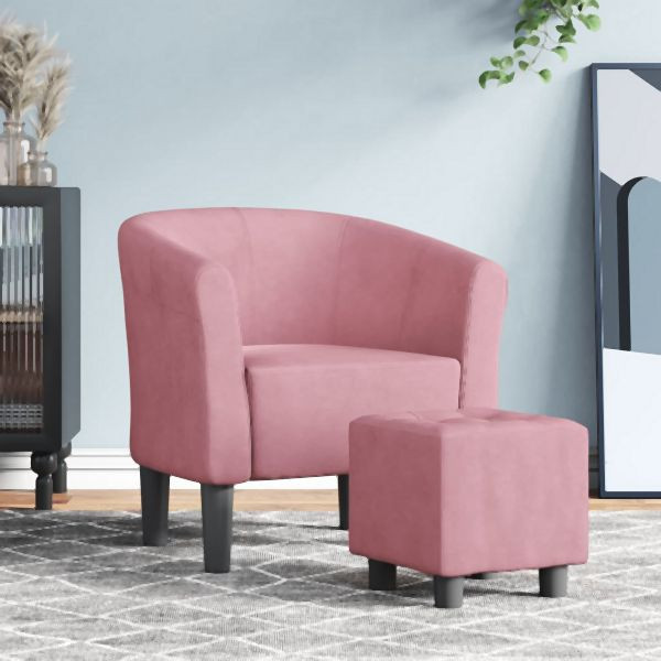 vidaXL Clubsessel mit Fußhocker Rosa Samt, modern, 356454