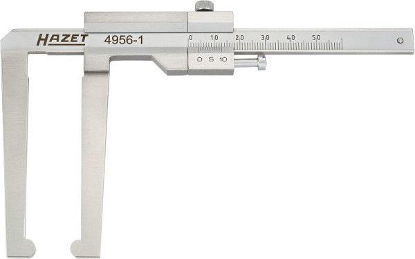 Hazet Bremsscheiben-Messschieber, Mess-Bereich: 60 mm, Schnabellänge: 75 mm, Feststellschraube und Schleppnonius (Nonius 1/10), 4956-1