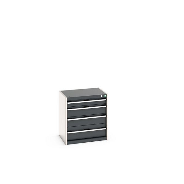 bott cubio Schubladenschrank bestückt, mit 4 Schubladen, BxTxH: 650x525x700mm, RAL 7035/7016, Anthrazitgrau, 40011062.19V