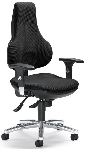 Deskin Bürostuhl COMFORT FIT DELUXE mit Armlehnen, Schwarz, 470 x 450 x 1040 mm, 258319