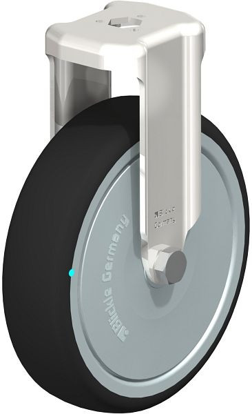 Blickle BKRXA-PATH 126KD-FK Edelstahl-Apparate-Bockrolle mit Rückenloch, Thermoplastisches Polyurethan, Grau, 760737