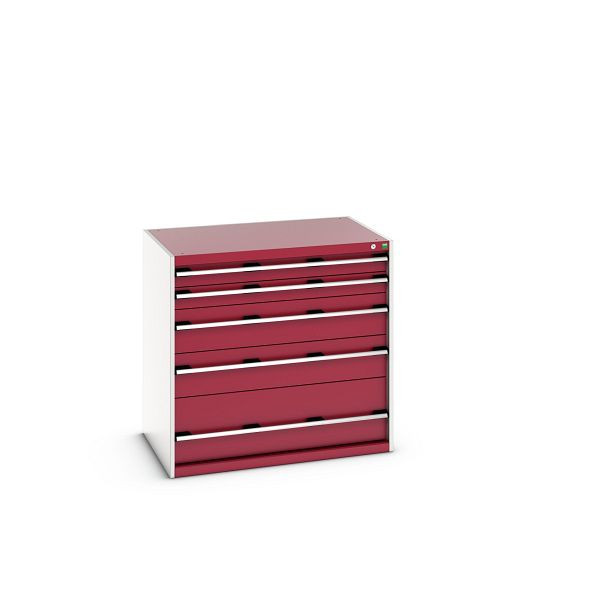bott cubio Schubladenschrank bestückt mit 5 Schwerlastschubladen, BxTxH: 1050x750x1000mm, RAL 7035/3004, 40029018.24V