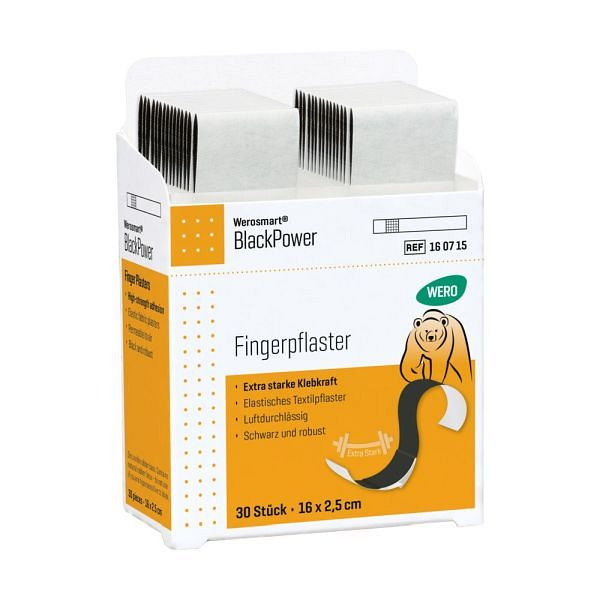 WERO Werosmart BlackPower Fingerpflaster, 16 x 2,5 cm, VE: 30 Stück, 160715