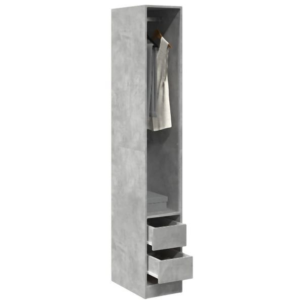 vidaXL Kleiderschrank Betongrau 30x50x200 cm Holzwerkstoff, 3307741
