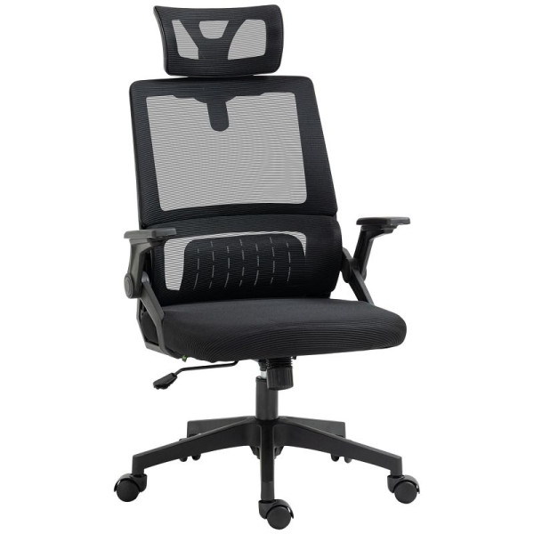 Vinsetto Bürostuhl Schreibtischstuhl Office-Stuhl, höhenverstellbar, 1 Kopfstütze, 58 x 61 x 119 cm, Schwarz, 921-672V00BK
