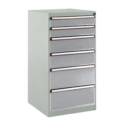 Manuflex Schubfachschrank BASETEC Stationär, Nutzhöhe 900 mm mit 6 Schubfächern, in alusilber ähnlich RAL 9006, SP1142.9006