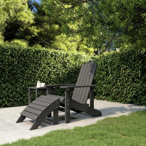 vidaXL Adirondack-Gartenstuhl mit Fußteil HDPE Anthrazit, 318646