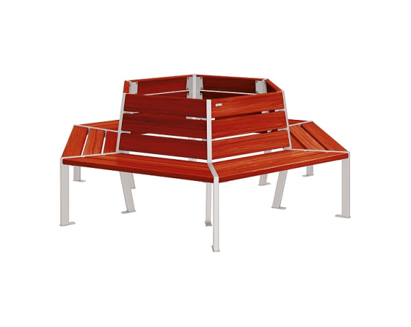 Procity Baum-Rundbank Silaos, Stahl Und Holz, Innendurchmesser 1000 mm, Mahagoni/RAL 7044, 209648.7044.ACAJ