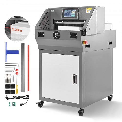 VEVOR elektrische Papierschneidemaschine, 457 mm Schnittbreite, 58 mm Stärke, mit Infrarot & Ersatzklinge, 1000 W, DDQZJSKBCKDDWXZSU001V2