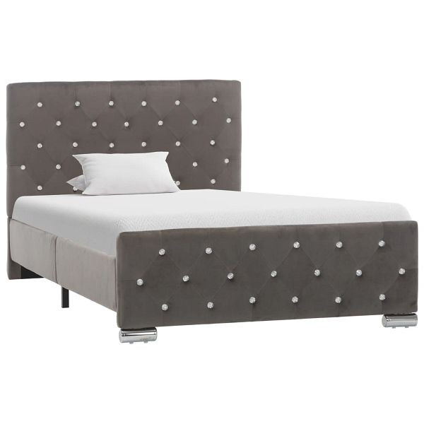 vidaXL Bettgestell Grau Samt 100x200 cm, Material: Samt (100% Polyester), Sperrholz, Stahl, 286830