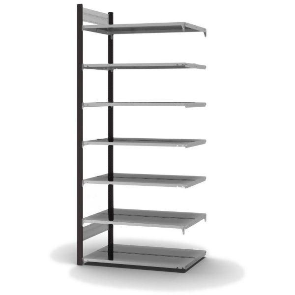 hofe Anbauregal, zerlegt, 7 Böden 2350 x 600 x 1000 mm, verzinkt Stützprofile - anthrazitgrau/RAL 7016, HAA23610DA