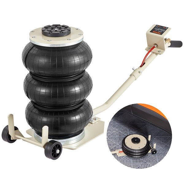 VEVOR Pneumatischer Wagenheber Air Jack 3 t, Weiß Dreifachbeutel-Luftheber 140-450 mm Hubhöhe Airbag Luftwagenheber mit langem Griff, QNQJDDBSZB3T67XL2V0