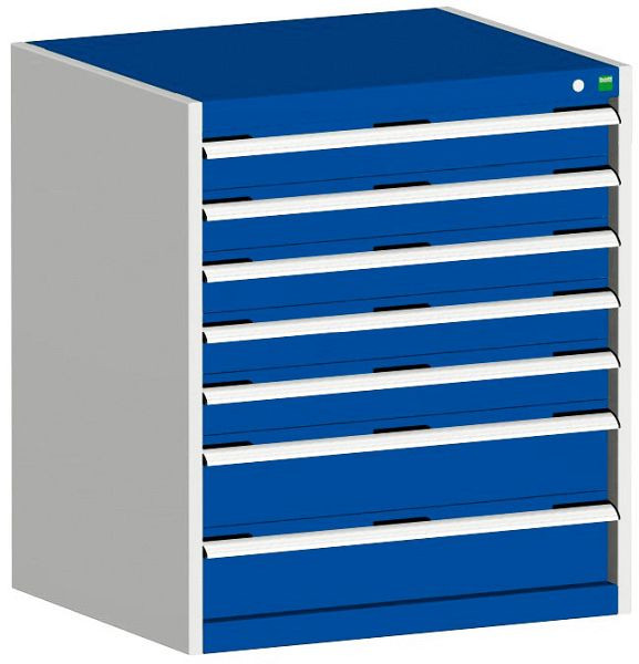 bott cubio Schubladenschrank bestückt mit 7 Schubladen BxTxH: 800 x 650 x 900 mm, RAL 7035/5010, 40020041.11V
