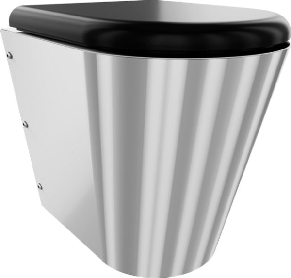 KWC T-WC, CAMPUS, Edelstahl, wandhängend, 360x456x500 mm, Schürze bodenlang, Sitz schwarz, 3600000655