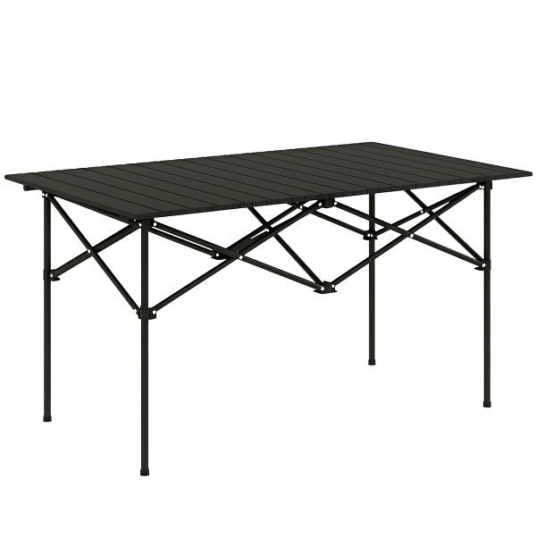Outsunny Campingtisch Klapptisch mit Aufrollbare Tischplatte Gartentisch aus Aluminium 2 Personen 95 x 55cm Schwarz, A20-440V01BK