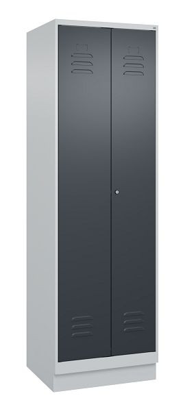 C+P Mehrzweckschrank Classic PLUS, Putzmittel-Spind, Sockel, 2 Abteile, 1950x600x500mm, 7035/7016, Zylinderschloss, 080120-00 S10023