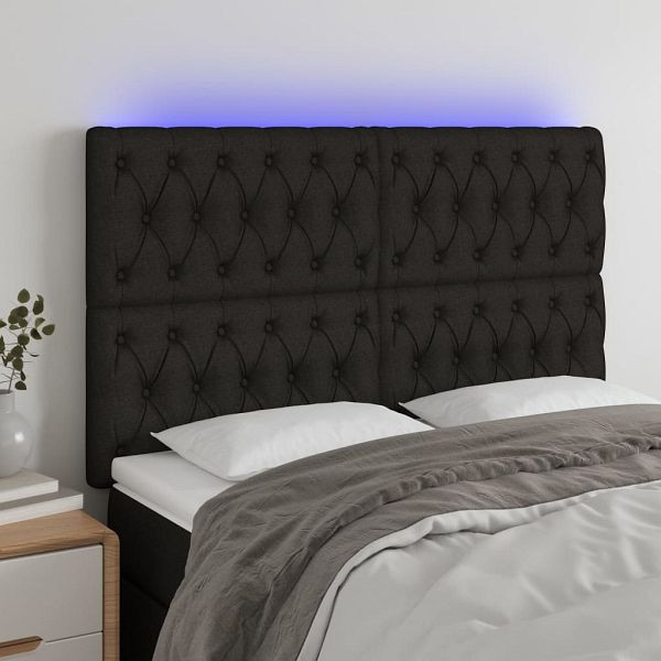 vidaXL LED Kopfteil Schwarz 160x7x118/128 cm Stoff, 3122768