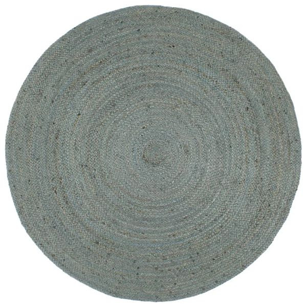 vidaXL Teppich Handgefertigt Jute Rund 240 cm Olivgrün, 343601