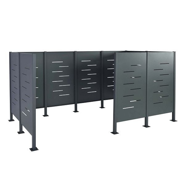 Mendler Mülltonnen-Zaun HWC-J55, Mülltonnenverkleidung Mülltonnenaufbewahrung, 151x326x166 Metall, anthrazit, 81200+81201+81202+81284
