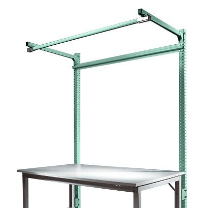 Manuflex Anbau-Aufbauportal mit Ausleger für UNIVERSAL + PROFI Spezial Anbautische, Nutzhöhe 1500 mm, Graugrün, ZB3854.0001