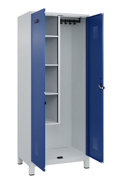 C+P Putzmittel-Spind Evolo PLUS, mit Füßen, 2 Abteile, 1950x800x500mm, 7035/501, Frontfarbe RAL 5010 Enzianblau, Drehriegel, 049110-02 S10006