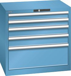 LISTA Schubladenschrank 36x27E (BxTxH) 717x572x700mm AUTO Lock, Lichtblau, 5 Schubladen, Fronthöhen: 75 - 250 mm, 78.560.010.A