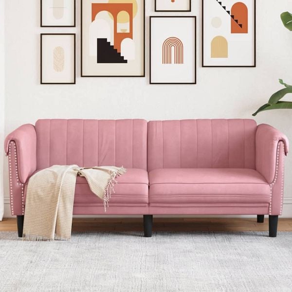 vidaXL Sofa 2-Sitzer Rosa Samt (Polyester), Sperrholz, 372578