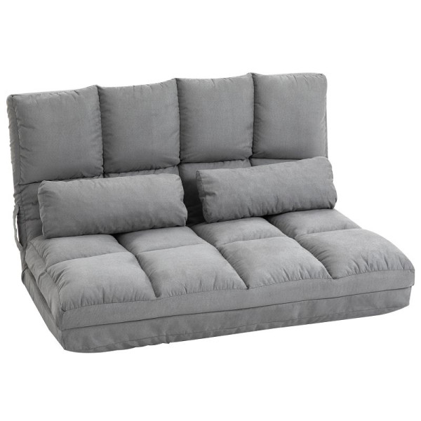 HOMCOM 2-in-1 Bodensessel, Rückenlehne, Verstellbar, 102 x 73 x 60 cm, Grau, 833-933