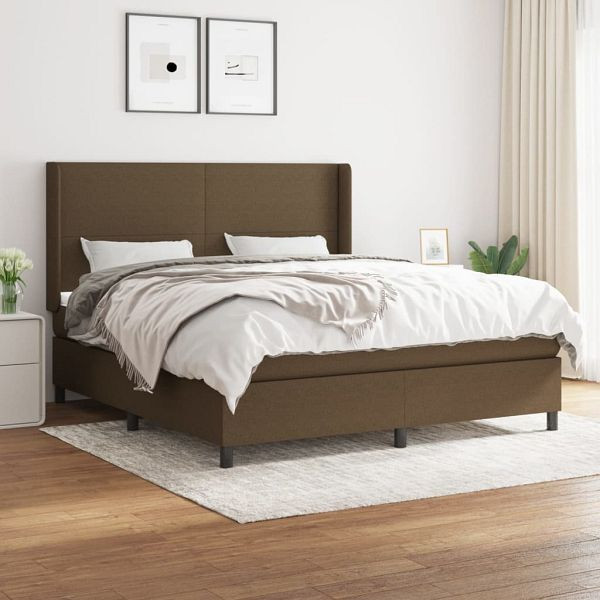 vidaXL Boxspringbett mit Matratze Dunkelbraun 180x200 cm Stoff, 3131292