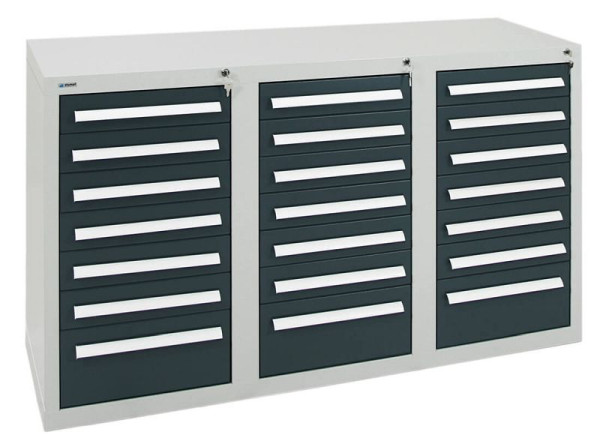 stumpf Schubladenschrank Serie T-100/35-3, RAL 7035/7016, 21 Schubladen (18x100, 3x200mm), 8153271