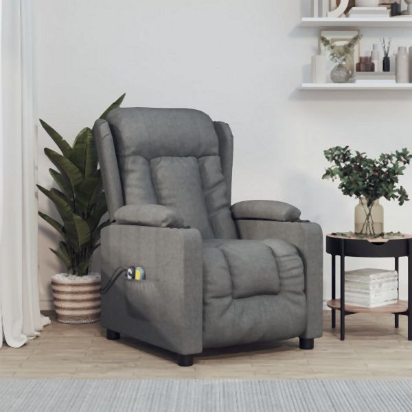 vidaXL Massagesessel Elektrisch Dunkelgrau Stoff, 3098790