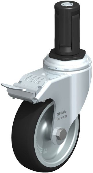 Blickle LKRA-PATH 101G-11-FI-ER14 Apparate-Lenkrolle mit Expander & Feststeller, Thermoplastisches Polyurethan, Grau, 848766