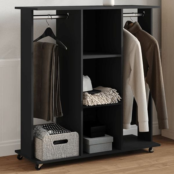vidaXL Kleiderständer mit Rollen Schwarz 102x38x110 cm Holzwerkstoff, 848032