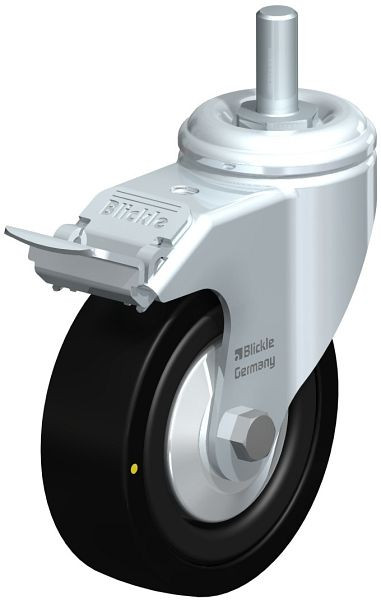 Blickle LKRA-VPA 101K-FI-EL-FA-GS12 Apparate-Lenkrolle mit Gewindestift & Feststeller, Vollgummi, Schwarz, 750790