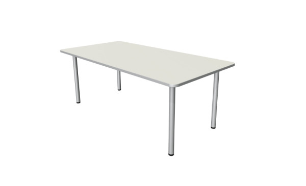 Kerkmann Schreibtisch Prime - B 2000 x T 1000 x H 750 mm, 4-Fuß-Gestell in alusilber, weiß, 11040910