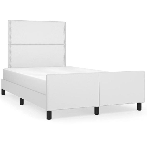 vidaXL Bettgestell mit Kopfteil Weiß 120x190 cm Kunstleder, 3270555