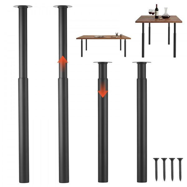 VEVOR Tischbeine 4er-Set, höhenverstellbar 71–110 cm, Kohlenstoffstahl, max. 544 kg, für Tische und Werkbänke, rund, SJZTSJK284334VURX001V0