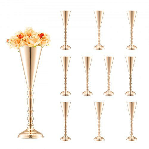 VEVOR 10 x 43 cm hohe goldene Metall-Trompeten-Blumenvase für Hochzeiten, Jubiläen, Partys, Zeremonien, Geburtstage, HLHPLBK42CM1ZLD3RV0