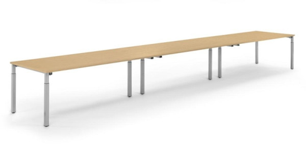 Deskin Konferenztisch System MODUL, Buchedekor, 6000 x 1000 x 650 mm, Gestell: Alusilber RAL 9006, 348147