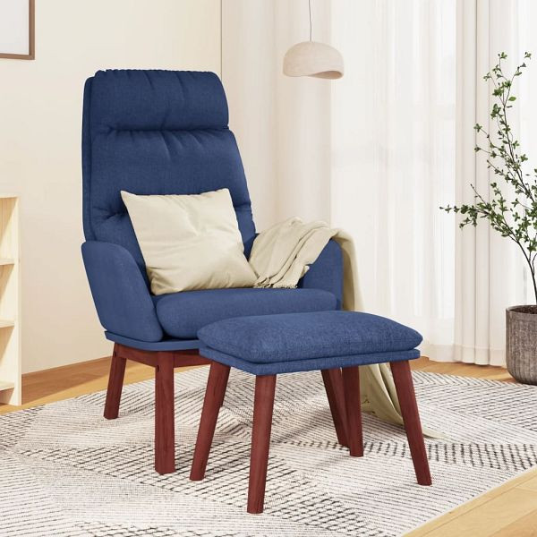 vidaXL Relaxsessel mit Hocker Blau Stoff, 3097567, 8720286883181