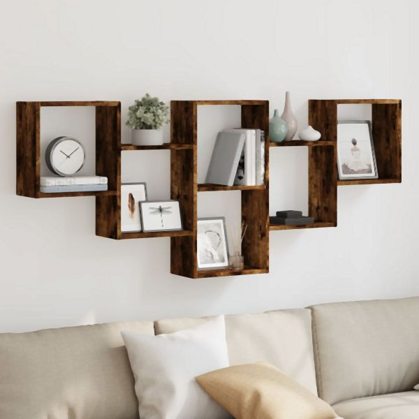 vidaXL Wandregal Räuchereiche 159x18x66 cm Holzwerkstoff, 853303