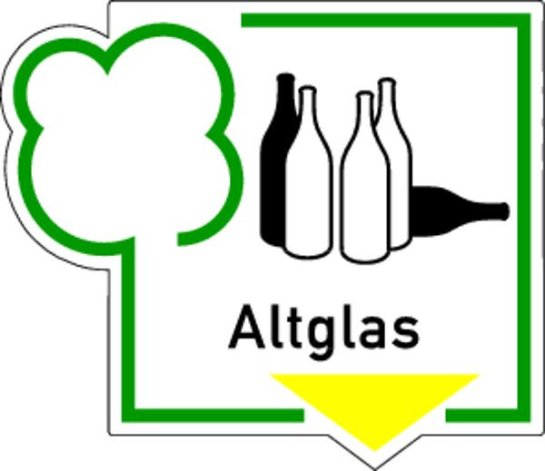 Schilder Klar Recyclingschild Altglas, 250x216 mm Folie selbstklebend, 2111/65