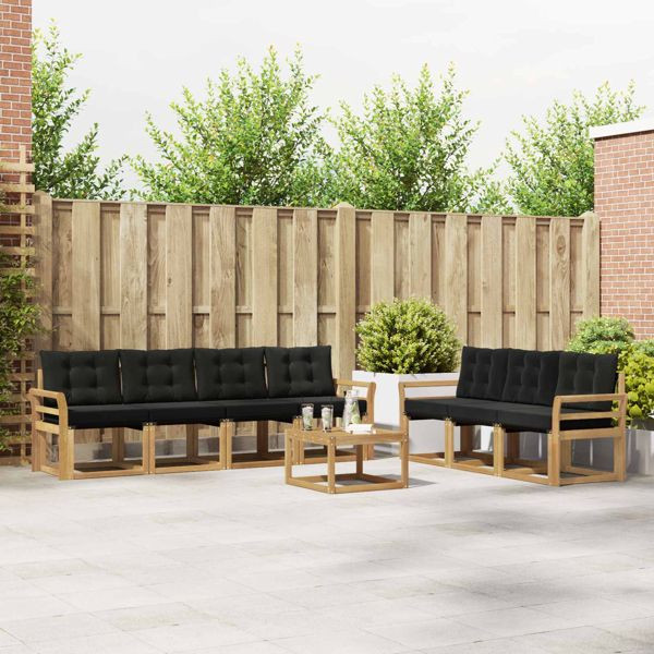 vidaXL Outdoor-Sofagarnitur mit Kissen 8-teilig Weiß und Schwarz, 3389286
