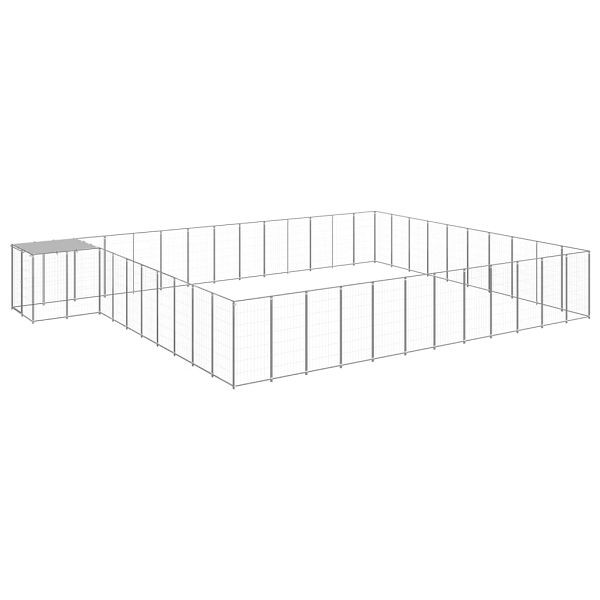 vidaXL Hundezwinger Silbern 37,51 m² Stahl, 3082248, 8720286665220