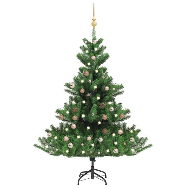vidaXL Künstlicher Weihnachtsbaum Nordmann LED & Kugeln Grün 180 cm, 3077646