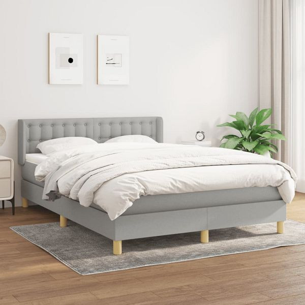 vidaXL Boxspringbett mit Matratze Hellgrau 140x200 cm Stoff, 3130593