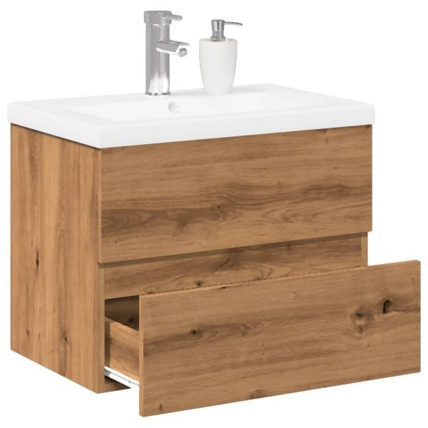 vidaXL Waschbeckenschrank mit Einbaubecken Artisan-Eiche 61x39,5x49 cm, 3328922